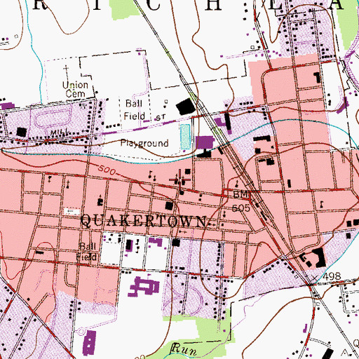 Topographic Map of Quakertown Fire Company Station 17, PA