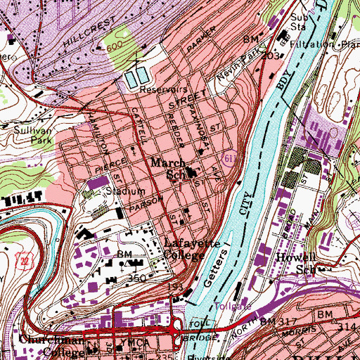 Topographic Map of Easton Fire Department Station 4, PA
