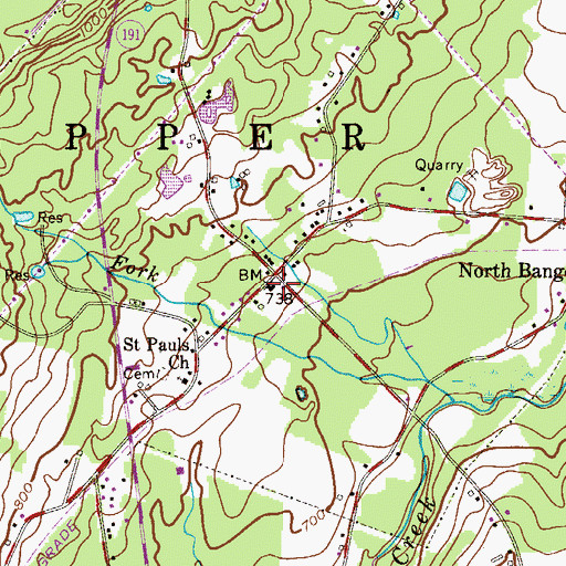 Topographic Map of North Bangor Volunteer Fire Department Station 39, PA