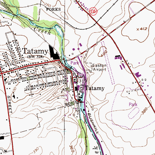 Topographic Map of Tatamy Volunteer Fire Company Station 22, PA