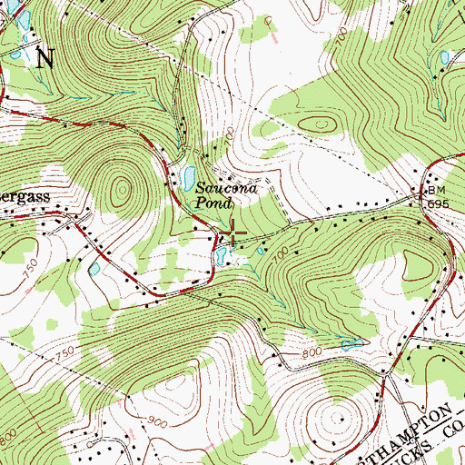 Topographic Map of Southeastern Volunteer Fire Company Station 62, PA