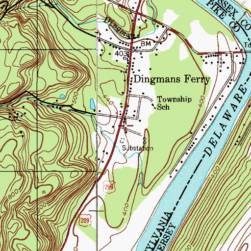 Topographic Map of National Park Service - Digmans Ferry Fire Department, PA