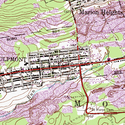 Topographic Map of East End Fire Company 1 Station 220, PA
