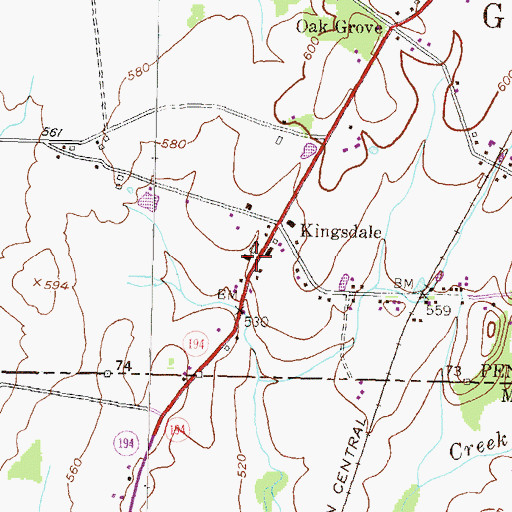 Topographic Map of Kingsdale Volunteer Fire Company, PA