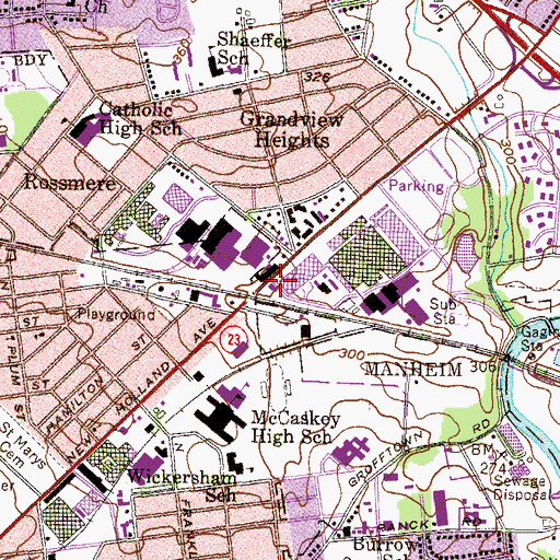 Topographic Map of Lancaster City Bureau of Fire Station 6 - 4 - 4, PA