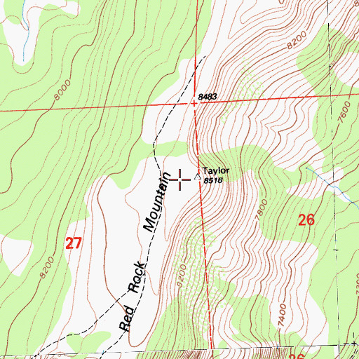 Topographic Map of Red Rock Mountain, CA