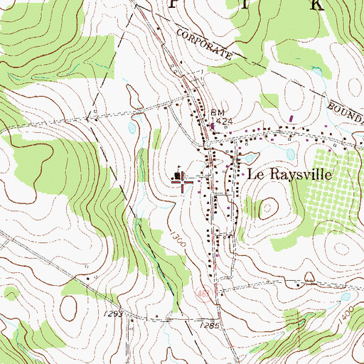 Topographic Map of Leraysville - Pike Volunteer Fire Department  - Station 6, PA
