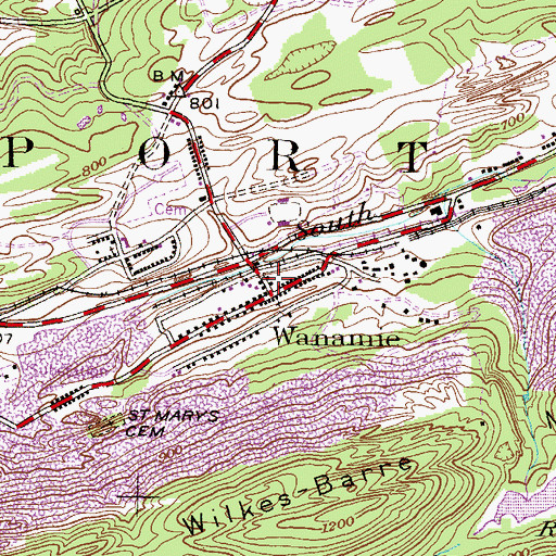 Topographic Map of Glen Lyon Hose Company, PA