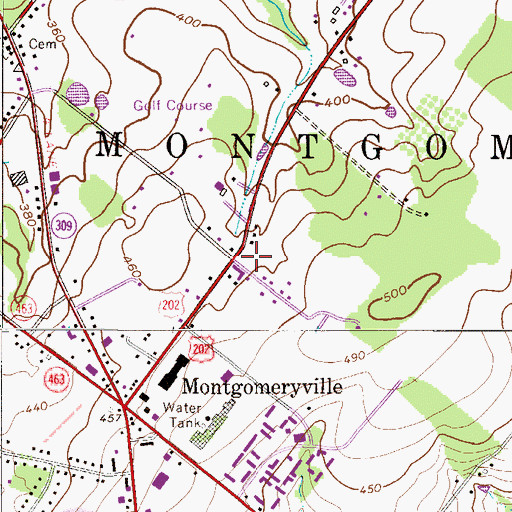 Topographic Map of Fire Department of Montgomery Township Battalion 2, PA