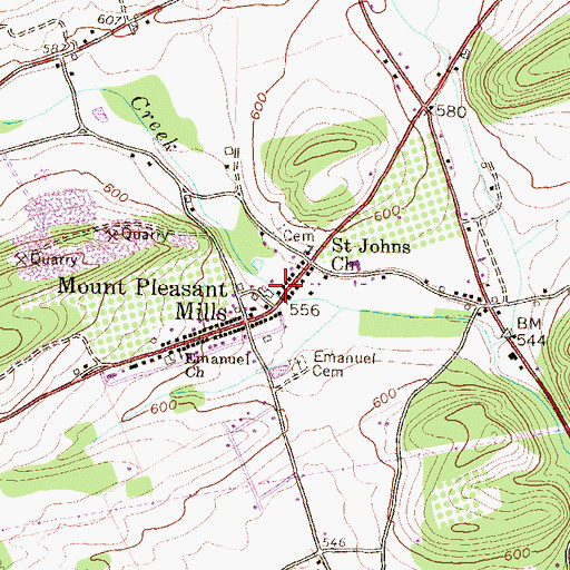 Topographic Map of Fremont Fire Department Station 100, PA