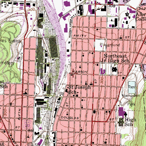 Topographic Map of Reading Fire and Rescue Marion Station North East, PA