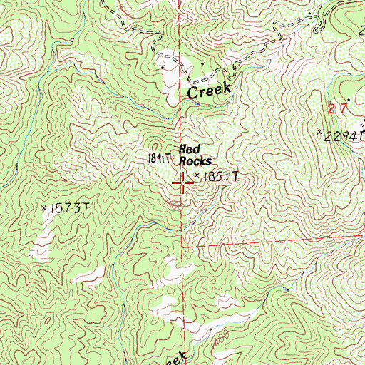 Topographic Map of Red Rocks, CA