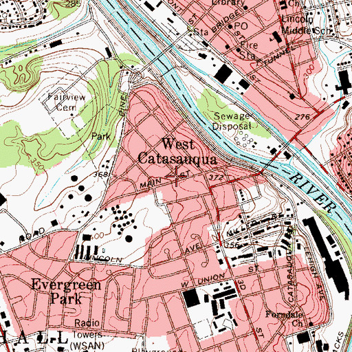 Topographic Map of West Catasauqua Fire Company Station 37, PA