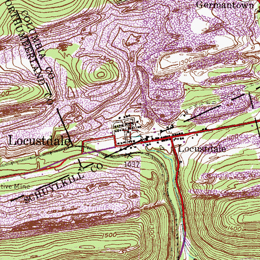 Topographic Map of Locustdale Volunteer Fire Company District 4 Station 3, PA