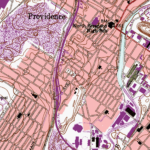 Topographic Map of Scranton Fire Department Station 50 - 9, PA