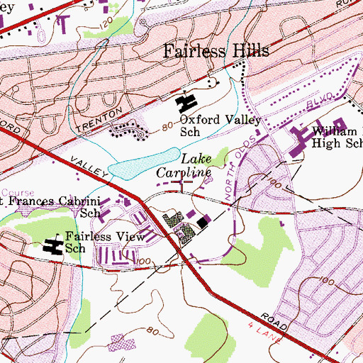 Topographic Map of Fairless Hills Fire Department Station 31, PA