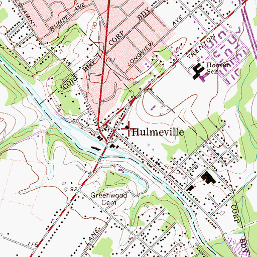 Topographic Map of William Penn Fire Company Station 7, PA