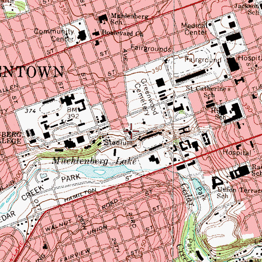 Topographic Map of Allentown Fire Department West End Fire Station, PA