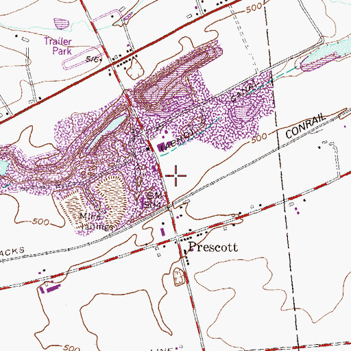 Topographic Map of Prescott Community Fire Company Station 29, PA