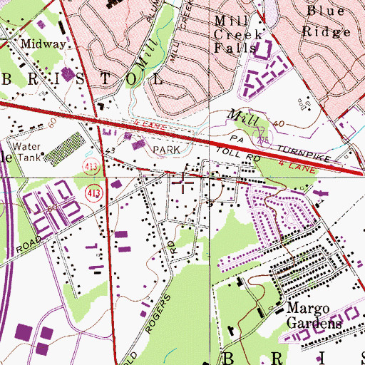 Topographic Map of Newportville Fire Company Station 82, PA