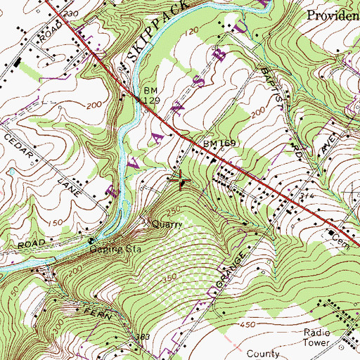 Topographic Map of Department of Conservation and Natural Resources Evansburg Field Office, PA