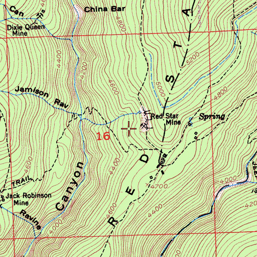 Topographic Map of Red Star Mine, CA