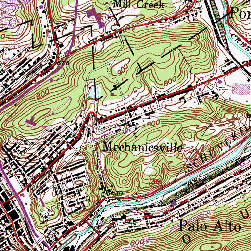 Topographic Map of Mechanicsville Hose Company, PA