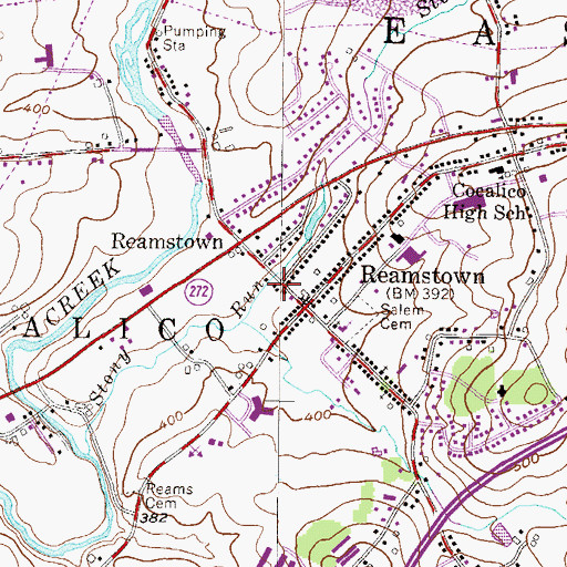 Topographic Map of Reamstown Fire Company 1 Station 17 - 1, PA