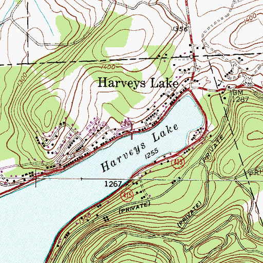 Topographic Map of Harveys Lake Fire and Ambulance Company, PA