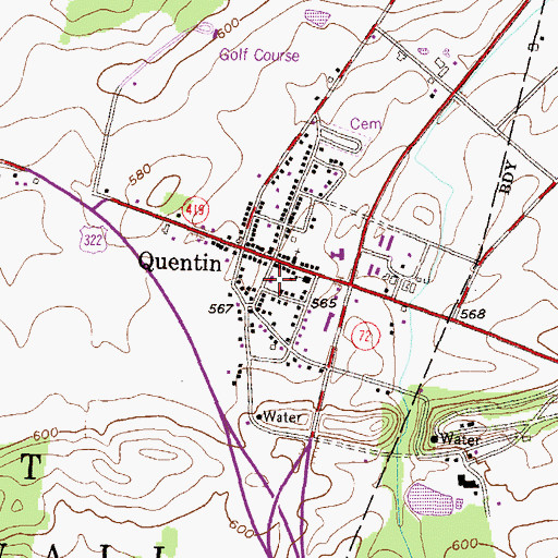 Topographic Map of Quentin Volunteer Fire Company Station 37, PA