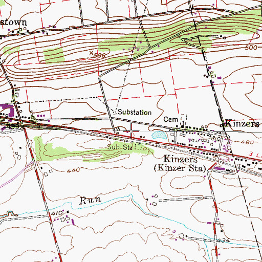 Topographic Map of Kinzer Fire Company Station 45, PA