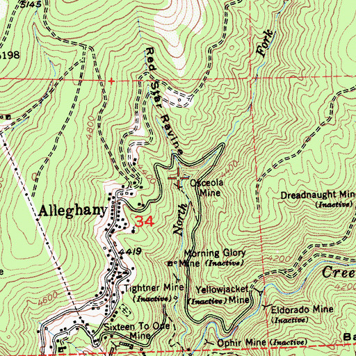 Topographic Map of Red Star Ravine, CA