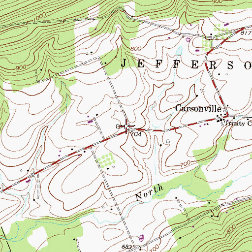 Topographic Map of Carsonville Volunteer Fire Company Dauphin County Station 19, PA