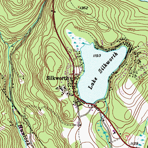 Topographic Map of Lake Silkworth Volunteer Fire Company, PA
