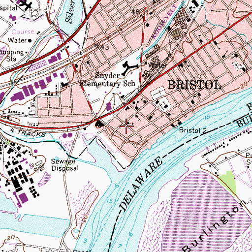 Topographic Map of Bristol Fire Company Station 51, PA