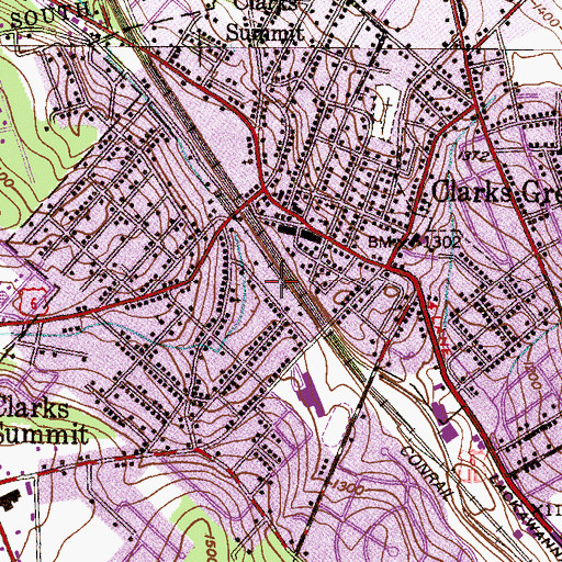 Topographic Map of Clarks Summit Fire Company Station 4, PA