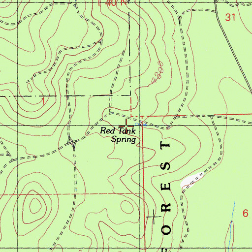 Topographic Map of Red Tank Spring, CA