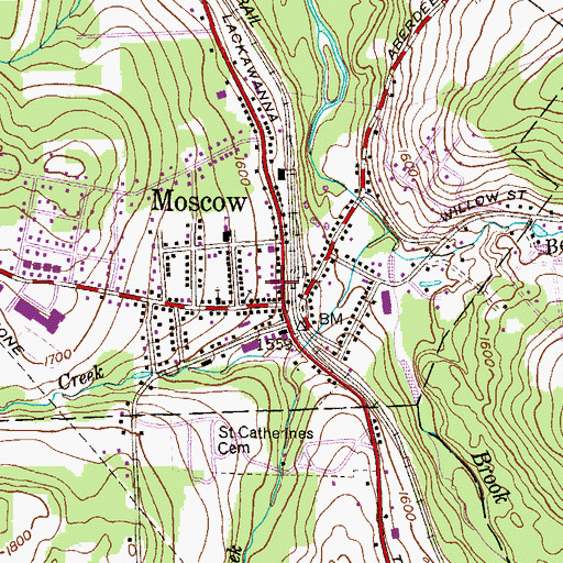 Topographic Map of Moscow Volunteer Fire and Hose Company Station 7, PA