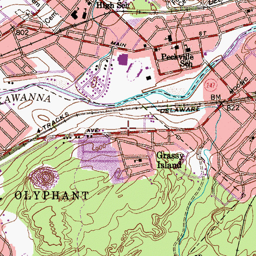 Topographic Map of Olyphant Fire Department - Liberty Hose Company Station 28 - 6, PA