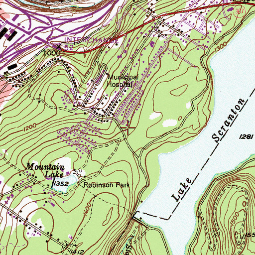 Topographic Map of Scranton Fire Department Station 50 - 10, PA
