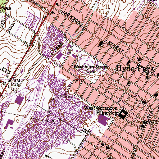 Topographic Map of Scranton Fire Department Station 50 - 7, PA