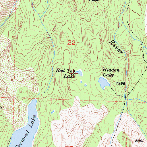 Topographic Map of Red Top Lake, CA