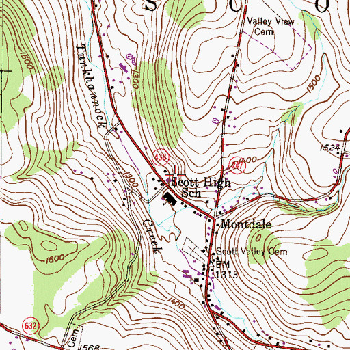 Topographic Map of Scott Township Hose Company Station 36, PA