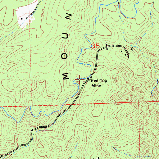 Topographic Map of Red Top Mine, CA