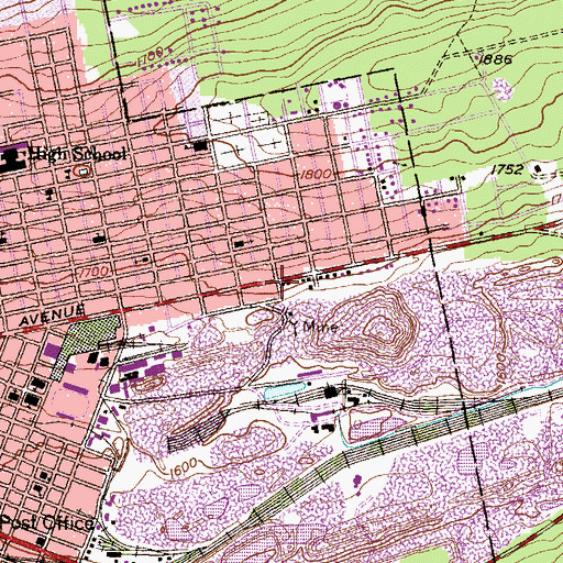Topographic Map of Fourteenth Ward Fire Company, PA