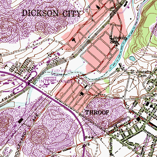 Topographic Map of Throop Volunteer Hose Company Station 27 - 2, PA