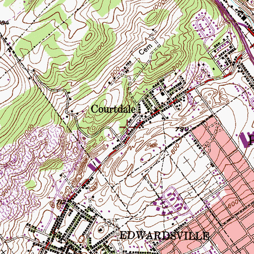 Topographic Map of Courtdale Volunteer Hose Company Station 19, PA
