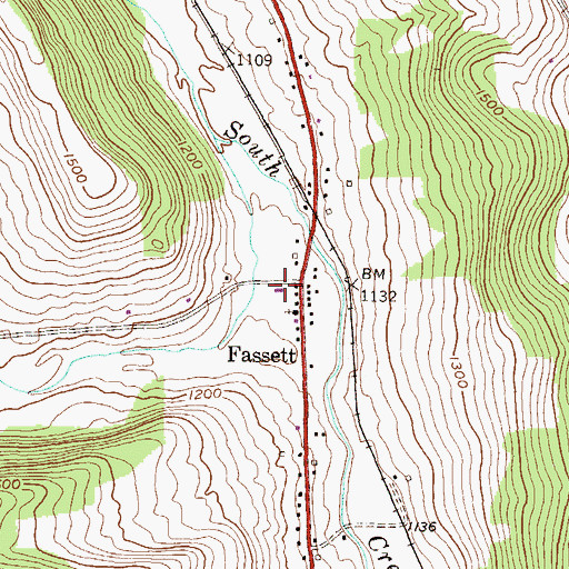 Topographic Map of South Creek Volunteer Fire Department Station 12, PA