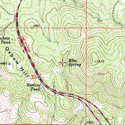 Topographic Map of Blue Spring, AZ
