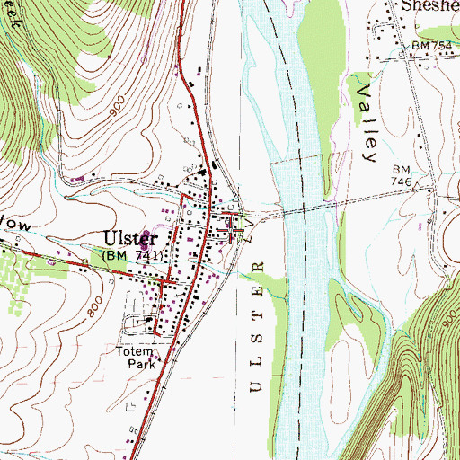 Topographic Map of Ulster Fire Department Station 17, PA